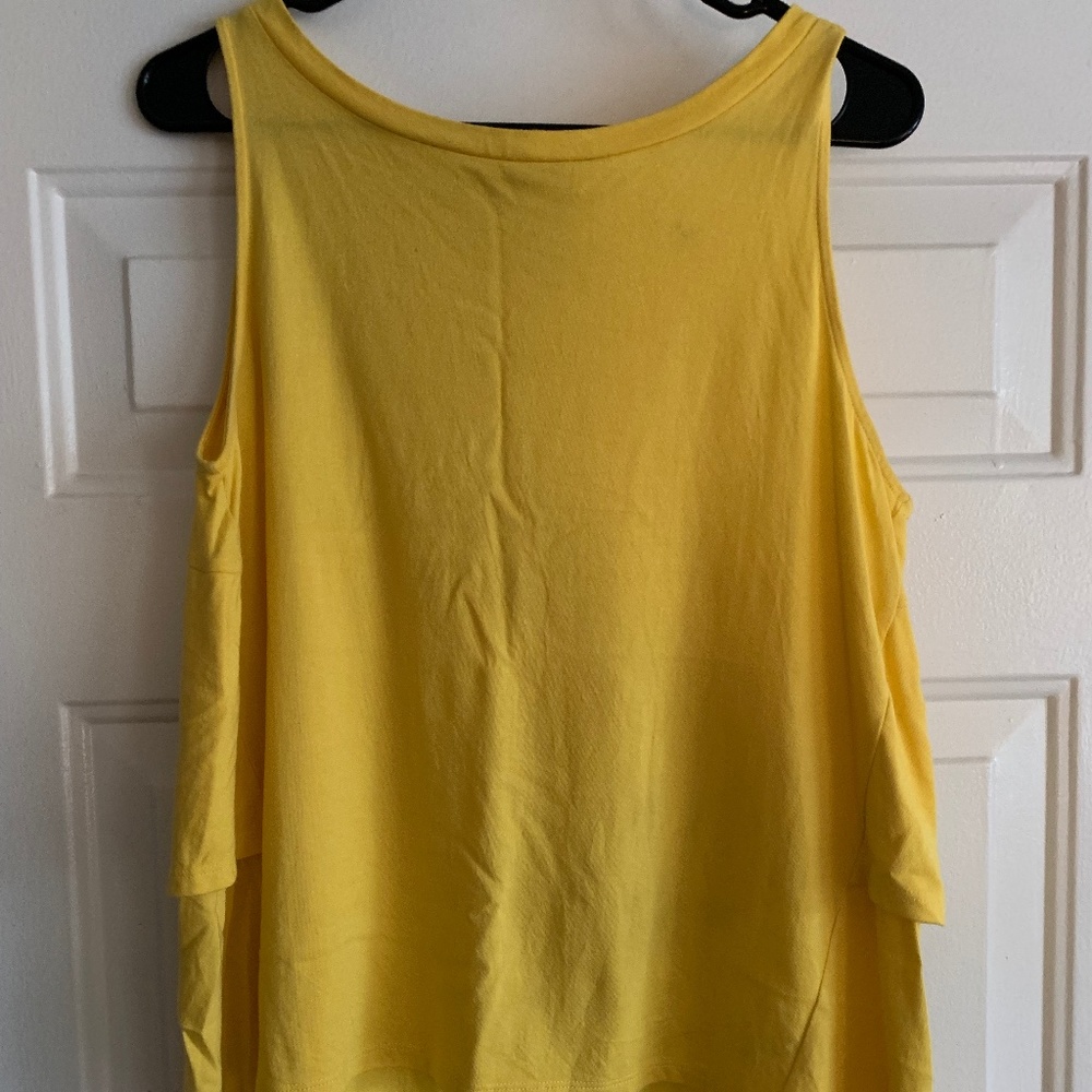 Loft | Yellow Ruffle Tank Top | M